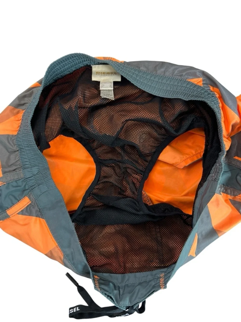 Diesel Beachwear Orange Gray Abstract Swim Trunks Shorts Mesh Lined Size Medium - Picture 5 of 9